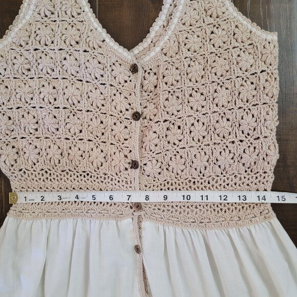 Vintage Crochet Womens Dress Small Handmade Boho Cottagecore Country Chic - Picture 8 of 10
